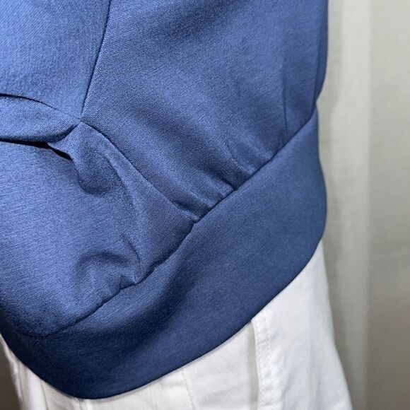 GILLY HICKS M Indigo Blue Quarter Zip Cropped Boxy Fit Pullover Sweatshirt - Picture 8 of 13